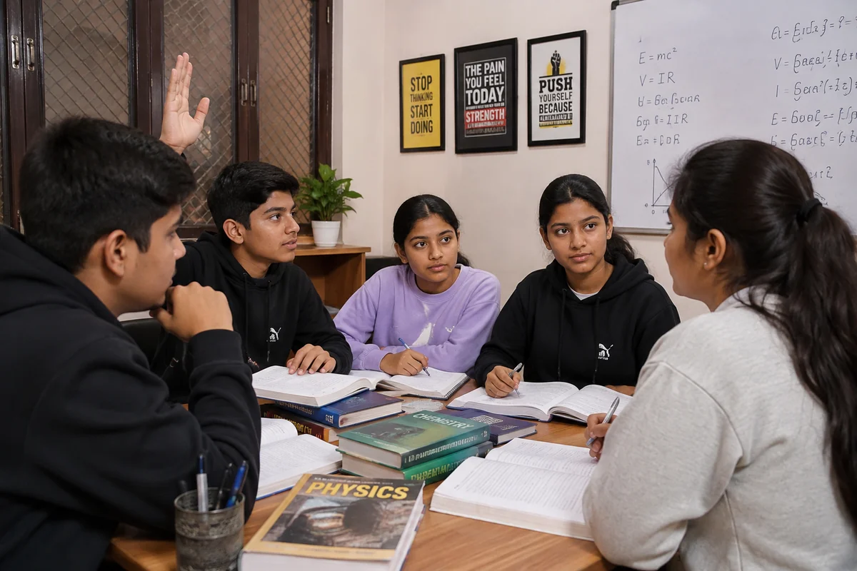 Class 11-12 PCM doubt session for Harit Vihar students at Grow Up Coaching, Burari
