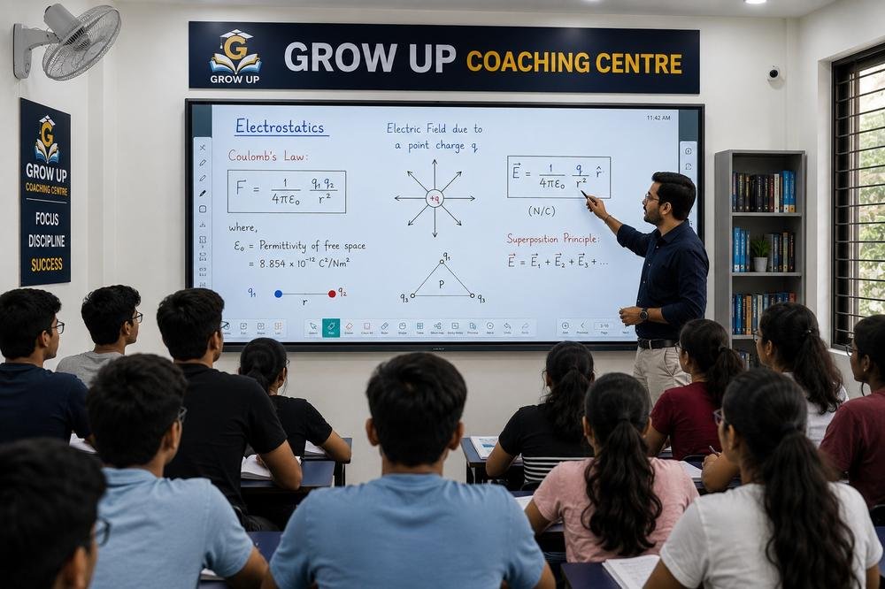 Class 11-12 Physics smart class demo at Grow Up Coaching Centre Burari Delhi