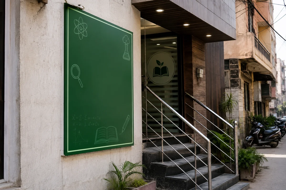 Grow Up Coaching Centre entrance in Sant Nagar, Block B, Burari