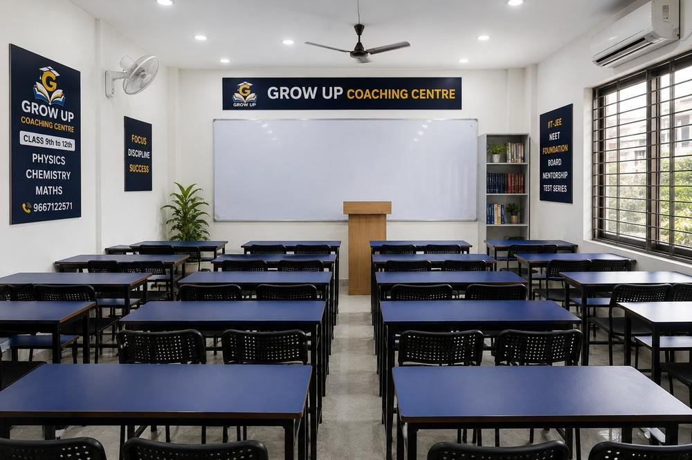 Modern PCM classroom at Grow Up Coaching Centre Sant Nagar Burari Delhi